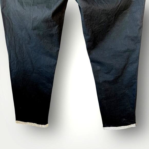 Marks & Spencer Straight Fit High Rise Pants Rhinestone Beaded Hem Size M Black - Picture 8 of 16